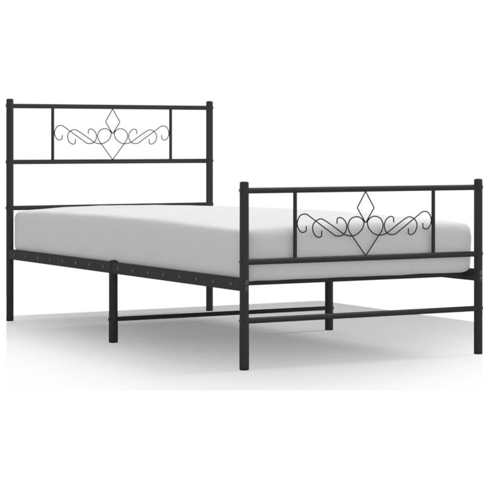 Giroletto Con Testiera E Pediera Metallo Nero 75x190 Cm - Foto 2