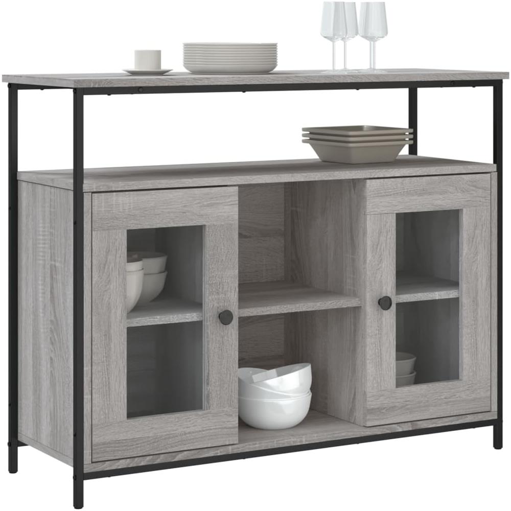Credenza Grigio Sonoma 100x35x80 Cm In Legno Multistrato - Foto 3