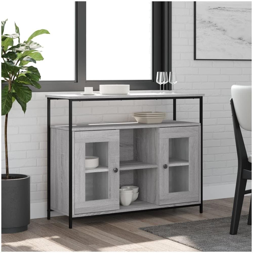 Credenza Grigio Sonoma 100x35x80 Cm In Legno Multistrato - Foto 1
