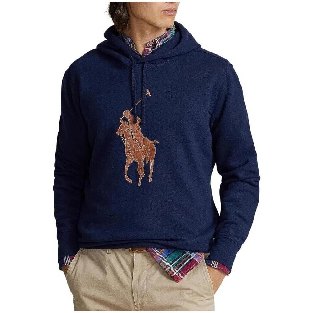 Felpa Polo Ralph Lauren The Rl Fleece Leather-big Pony Hoodie Tg Xxl - Foto 1