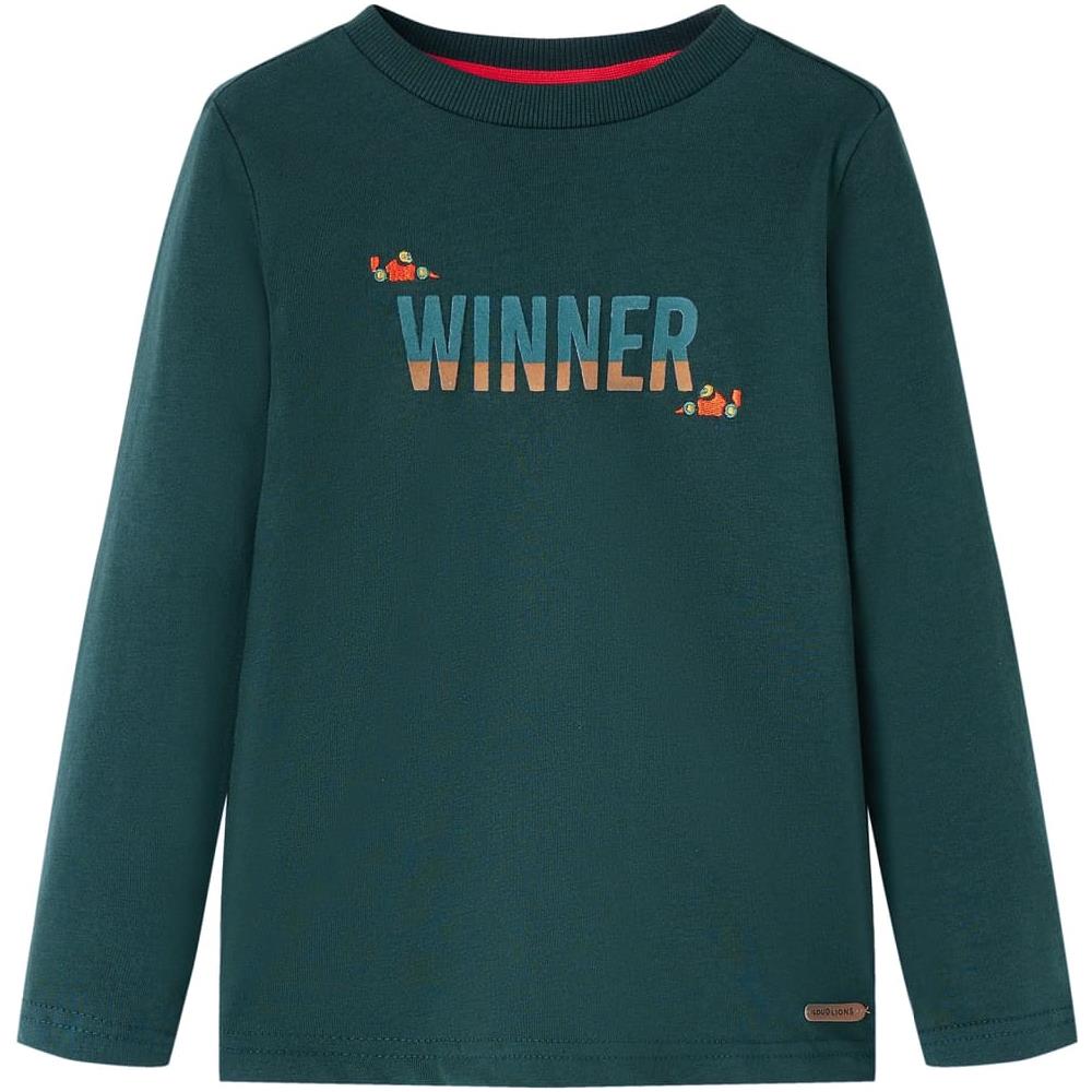 Maglietta Da Bambino A Maniche Lunghe Stampa Winner Verde Scuro 104 - Foto 1