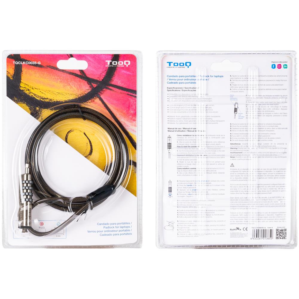 TQCLKC0035-G cavo di sicurezza Grigio 1,5 m - Foto 2