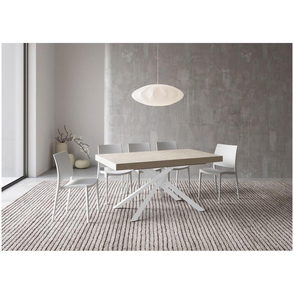 Tavolo allungabile 80x160/244 cm Karida Cashmere gambe bianche - Foto 2