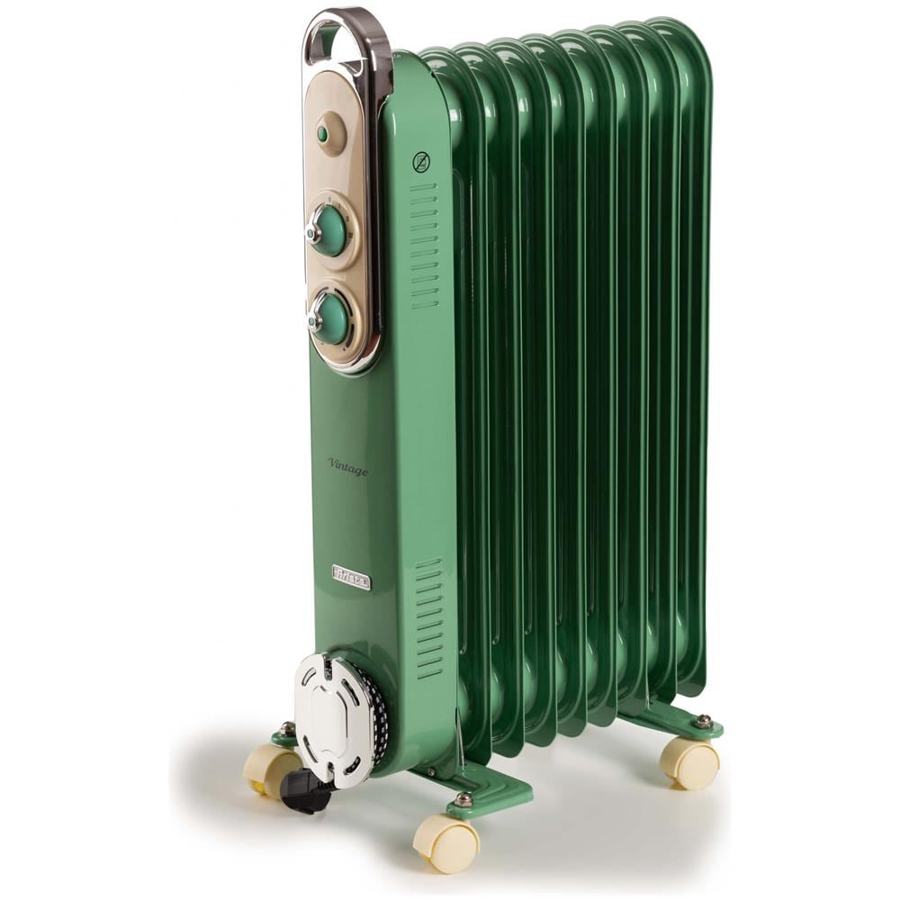Linea Vintage 8251 Radiatore a olio Vintage, 9 elementi riscaldanti, 2000W, 3 livelli di potenza, Maniglia e ruote per facile trasporto, Verde - Foto 1
