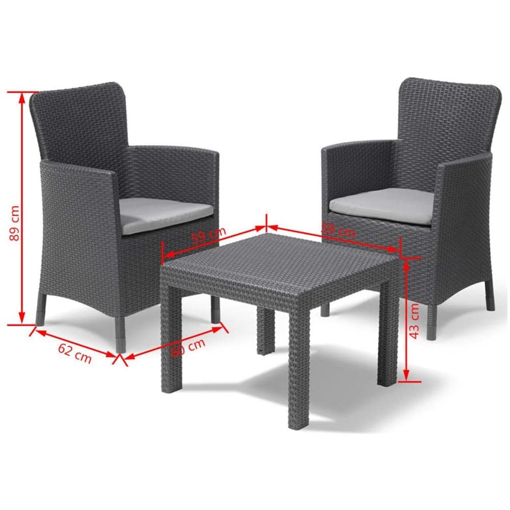 Set da Pranzo per Esterni 3 pz Salvador Grafite 221307 - Foto 8