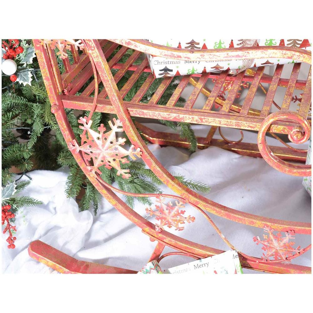 Slitta Di Babbo Natale In Metallo Rosso Anticato Gigante Decorazione Per Vetrine E Negozi - Foto 3
