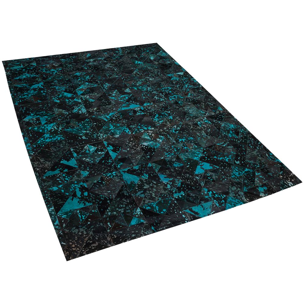 Tappeto In Pelle Nero / Turchese 160 X 230 Cm Atalan - Foto 1