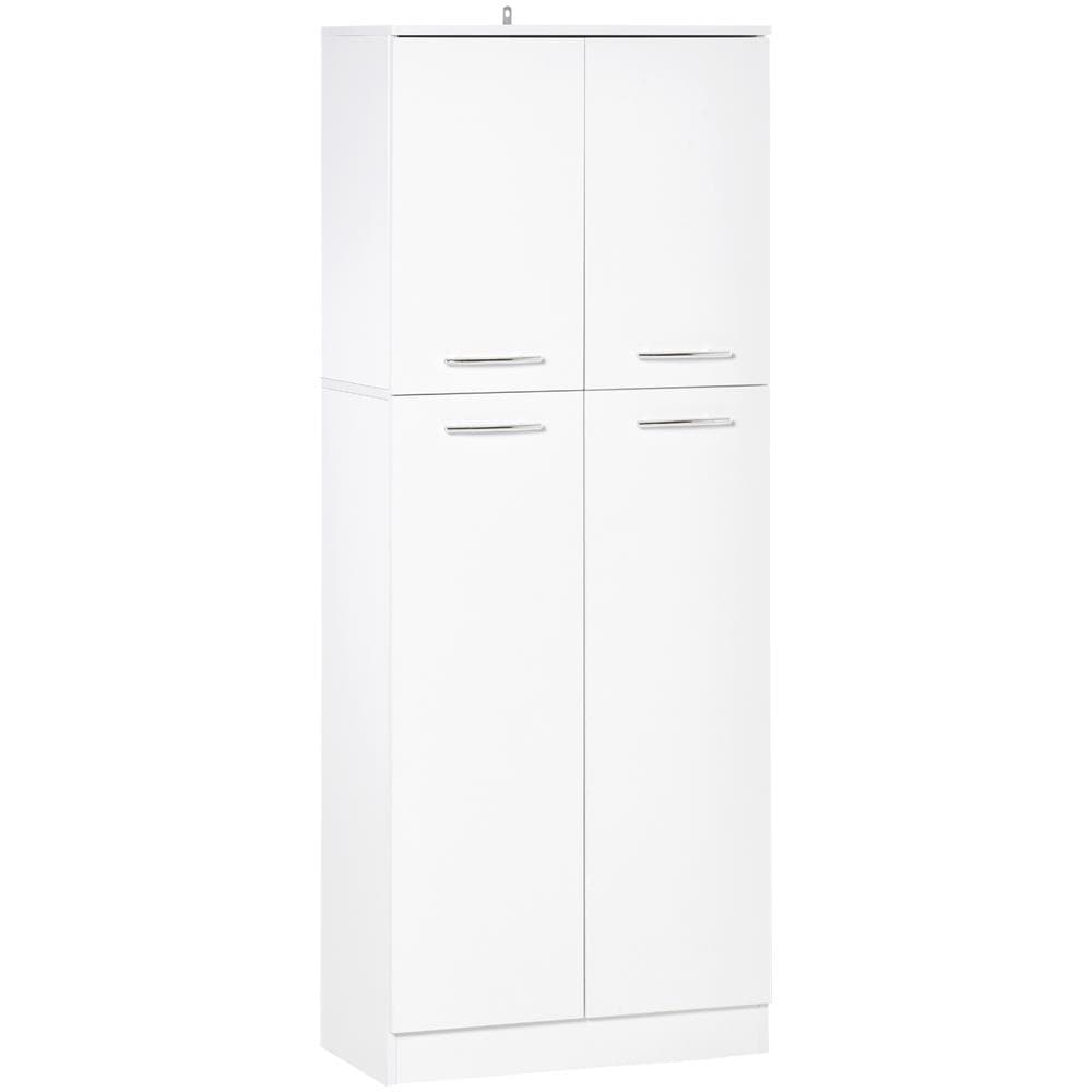 Mobile Dispensa Multiuso Con 2 Armadietti E Mensole Regolabili, Legno Truciolare, 59x31x155cm, Bianco - Foto 2