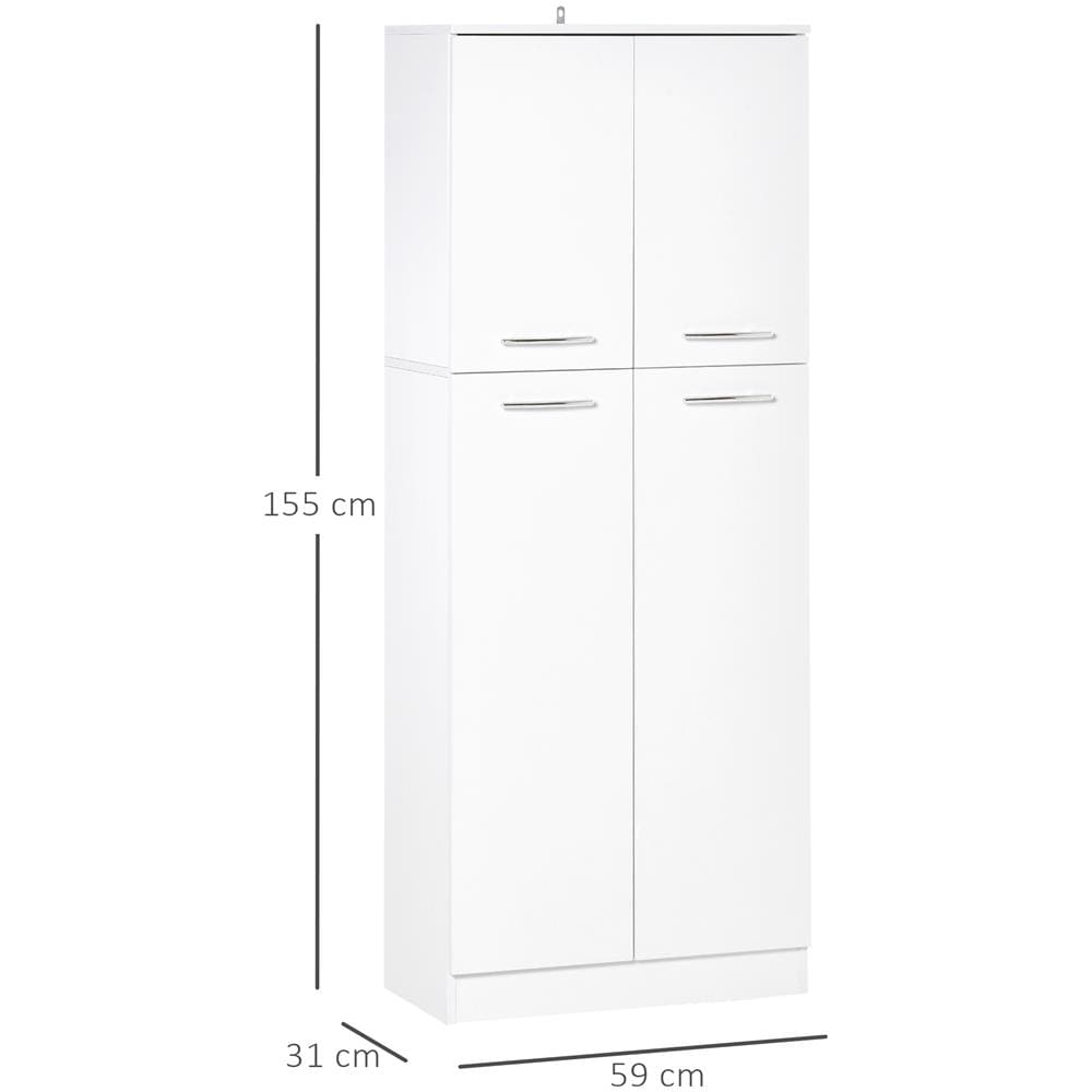 Mobile Dispensa Multiuso Con 2 Armadietti E Mensole Regolabili, Legno Truciolare, 59x31x155cm, Bianco - Foto 8