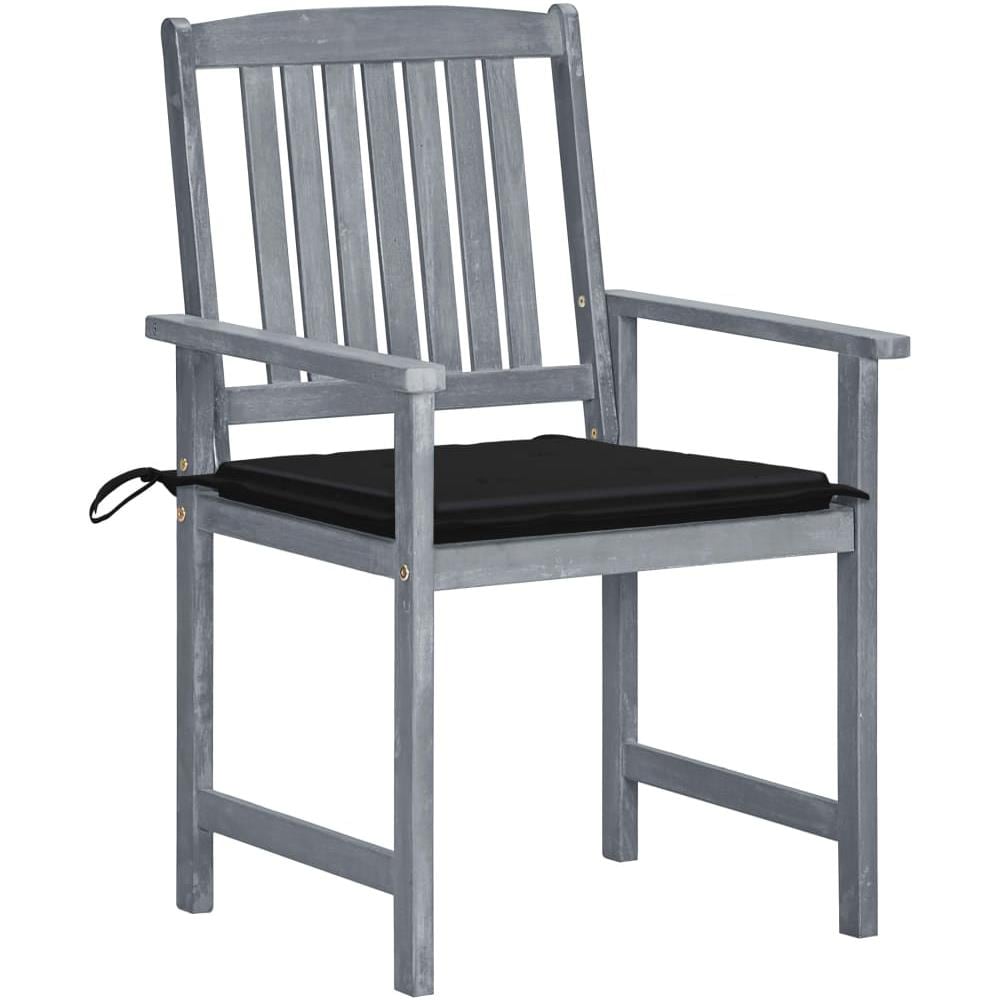 Sedie da Giardino con Cuscini 8 pz in Massello di Acacia Grigie - Foto 2