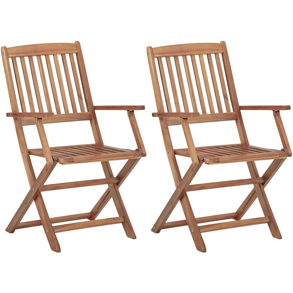 Sedie da Giardino Pieghevoli 2 pz con Cuscini Massello Acacia - Foto 2