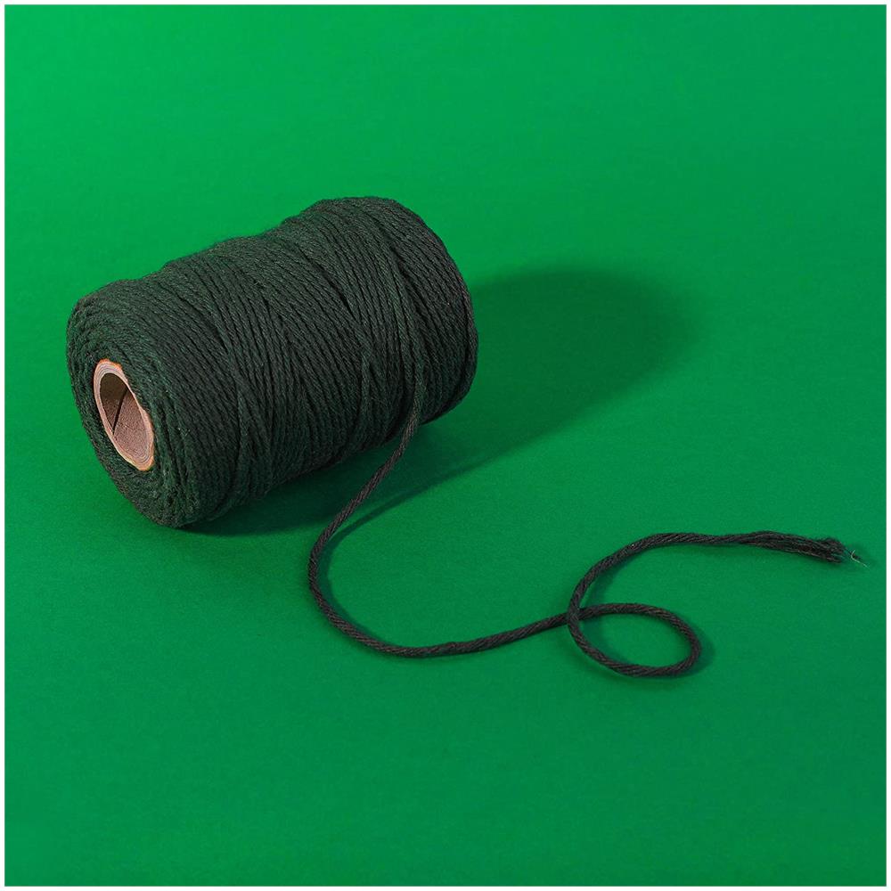 100m Macrame Corda Verde Scuro | Filo Cotone Uncinetto | 2-3 Mm (+-0.5mm) | 15 Strati | Grande Spago Da Cucina Rotolo Spessi Naturali Forte | Decorazione Casa Artigianato Artistico Foto - Foto 2