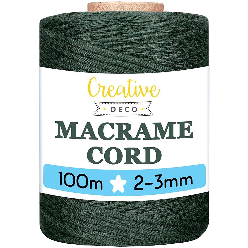 100m Macrame Corda Verde Scuro | Filo Cotone Uncinetto | 2-3 Mm (+-0.5mm) | 15 Strati | Grande Spago Da Cucina Rotolo Spessi Naturali Forte | Decorazione Casa Artigianato Artistico Foto - Foto 1
