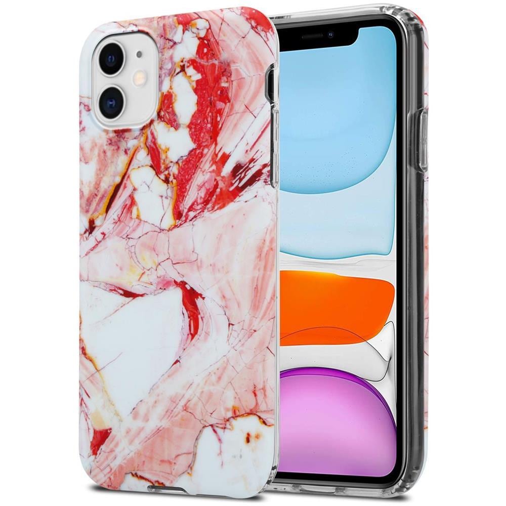 Custodia Compatibile Con Apple Iphone 11 In Marmo Rosa Bianco No. 20 - Coperchio Protettivo In Silicone Tpu Con Motivo A Mosaico - Foto 1