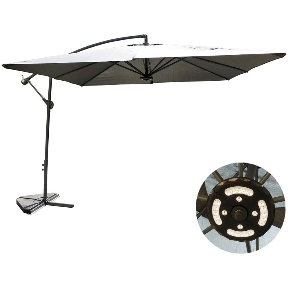 Solenzara Ombrellone Decentrato Con Led Grigio 3 X 3 M - Foto 1