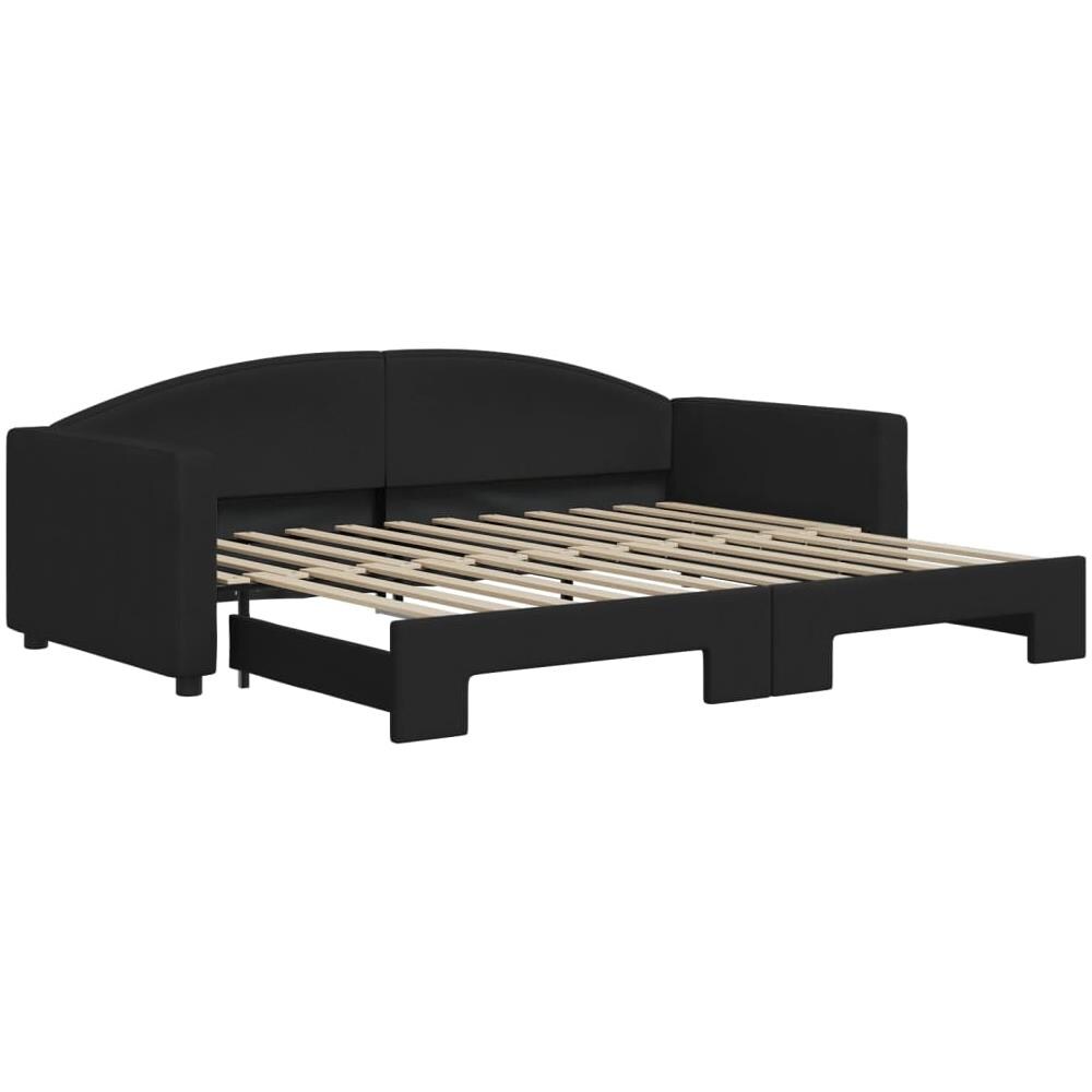 Divano Letto Con Letto Estraibile Nero 90x200 Cm In Tessuto - Foto 2