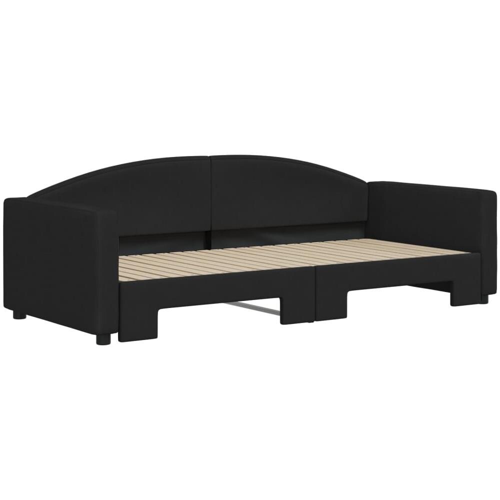 Divano Letto Con Letto Estraibile Nero 90x200 Cm In Tessuto - Foto 3