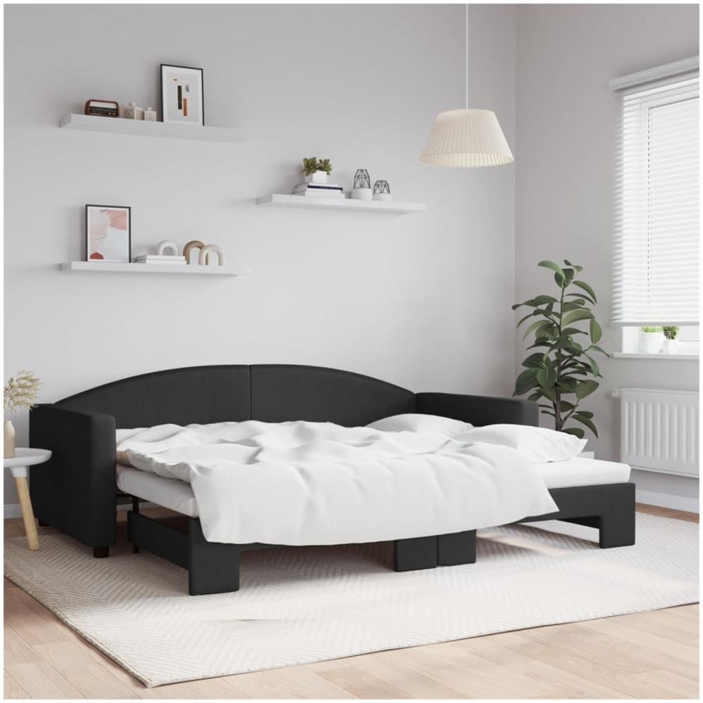 Divano Letto Con Letto Estraibile Nero 90x200 Cm In Tessuto - Foto 1