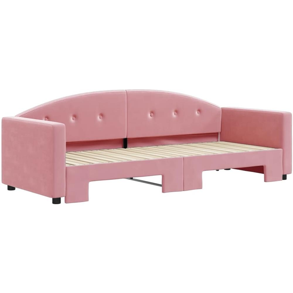 Divano Letto Con Letto Estraibile Rosa 80x200 Cm In Velluto - Foto 3