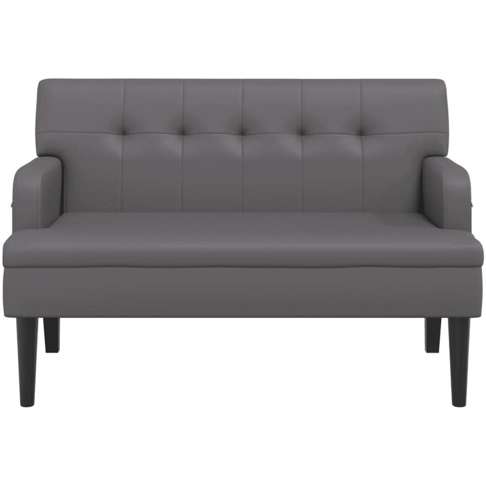 Panca Con Schienale Grigia 112x65,5x75 Cm In Similpelle - Foto 3