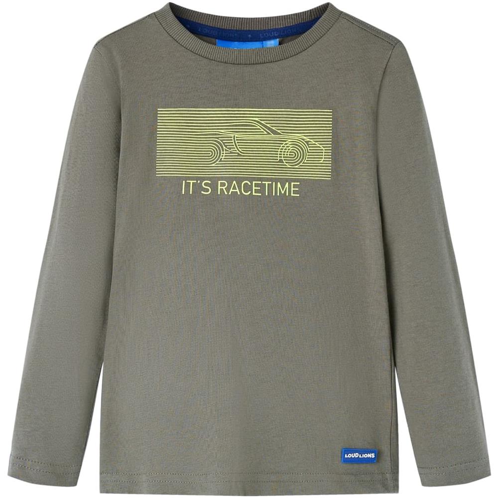 Maglietta Da Bambino A Maniche Lunghe Stampa Auto Da Corsa Cachi 116 - Foto 1