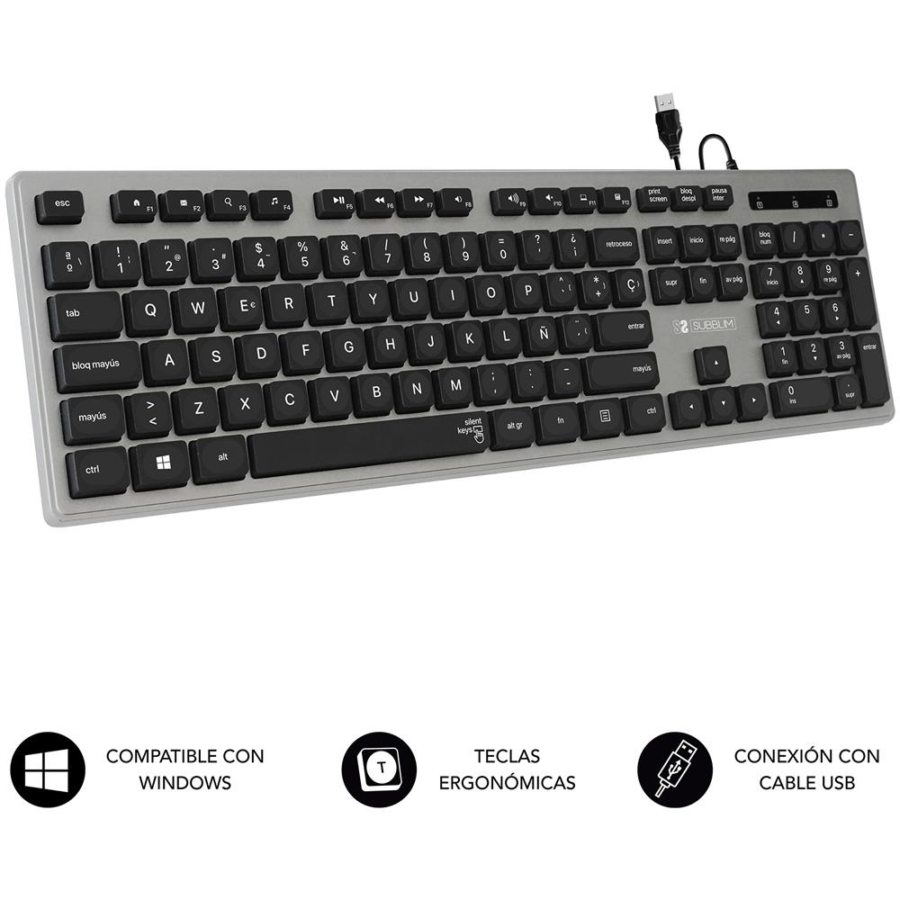 Tastiera USB SUBKBC-0EKE10 per Casa e Ufficio Colore Grigio - Foto 2
