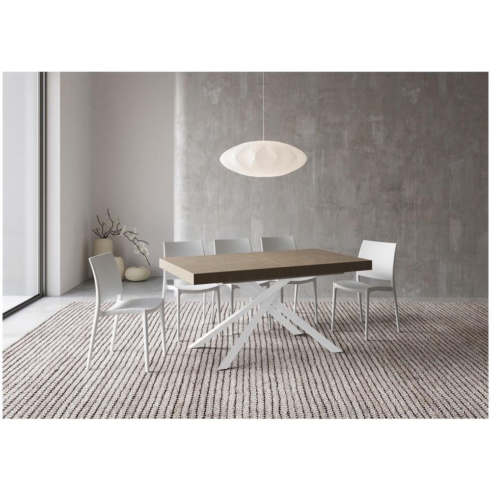 Tavolo allungabile 80x160/244 cm Karida tortora gambe bianche - Foto 2