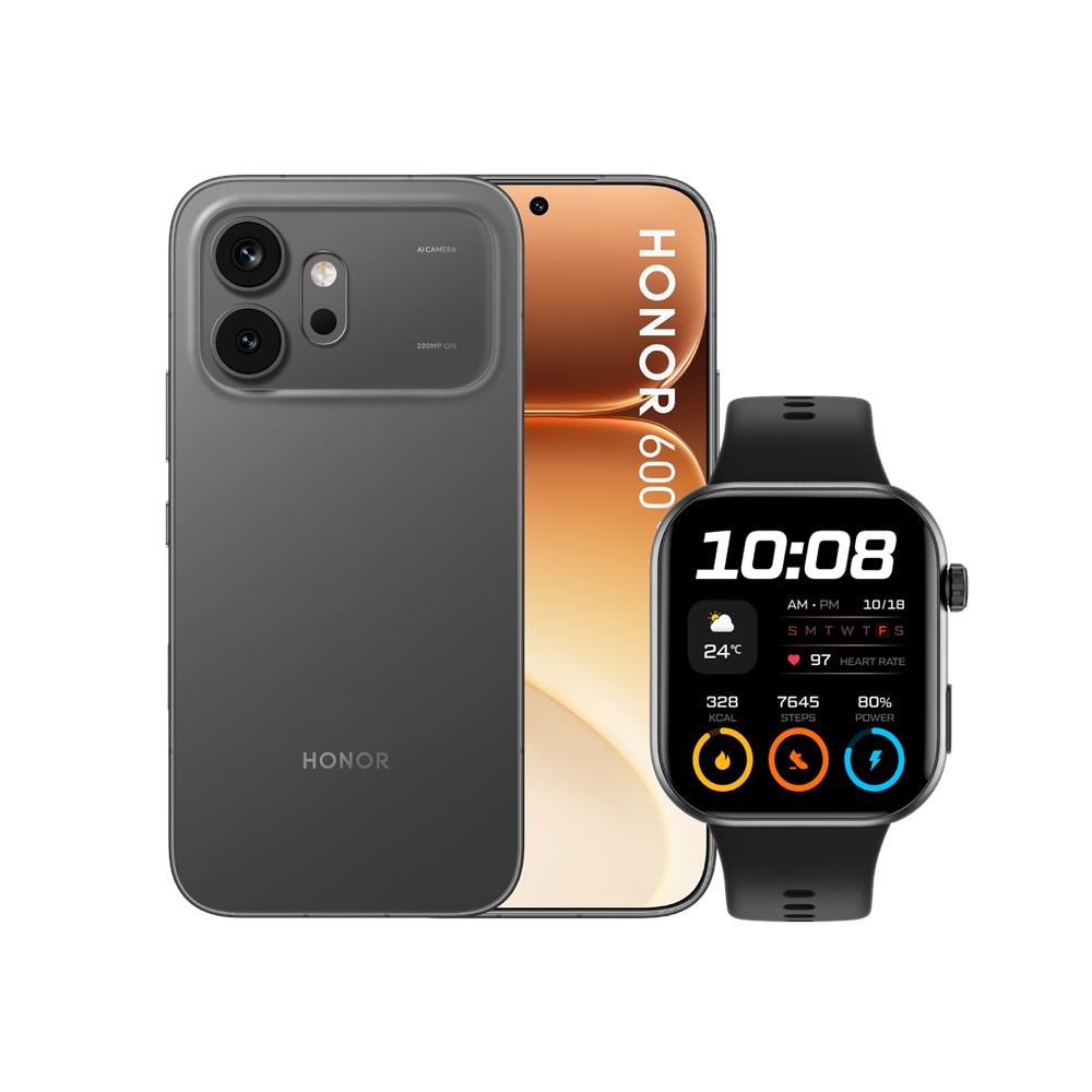 600 5G 512GB 8GB Ram Display 6.57" AMOLED Main Camera 200+12MP Selfie 50MP Dual nanoSim (+eSim) MagicOS 10 Snapdragon 7 Gen4 6400mAh Black + Choice Watch 2i Black (Kit) - Foto 1