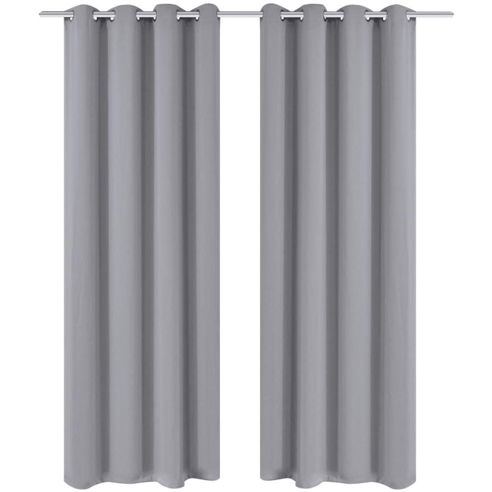 2 Pz Tende Oscuranti Con Occhielli In Metallo 135x175 Cm Grigie - Foto 1