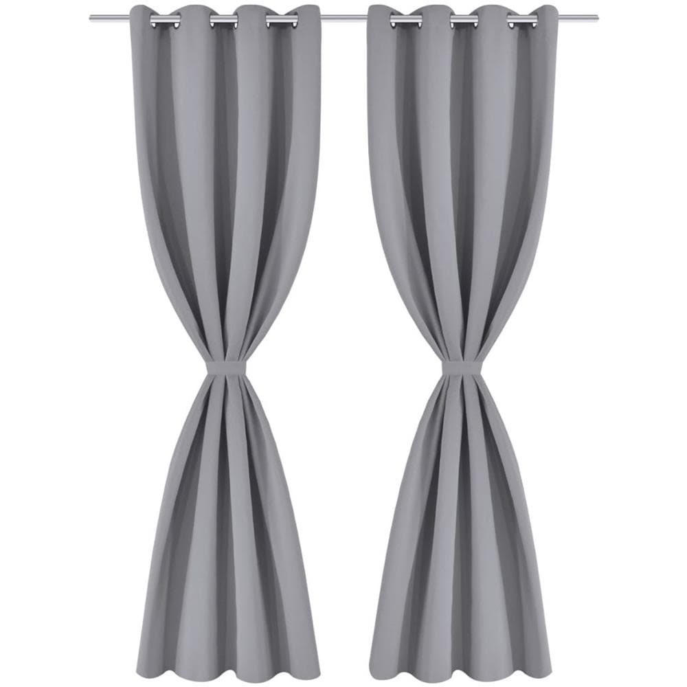 2 Pz Tende Oscuranti Con Occhielli In Metallo 135x175 Cm Grigie - Foto 2