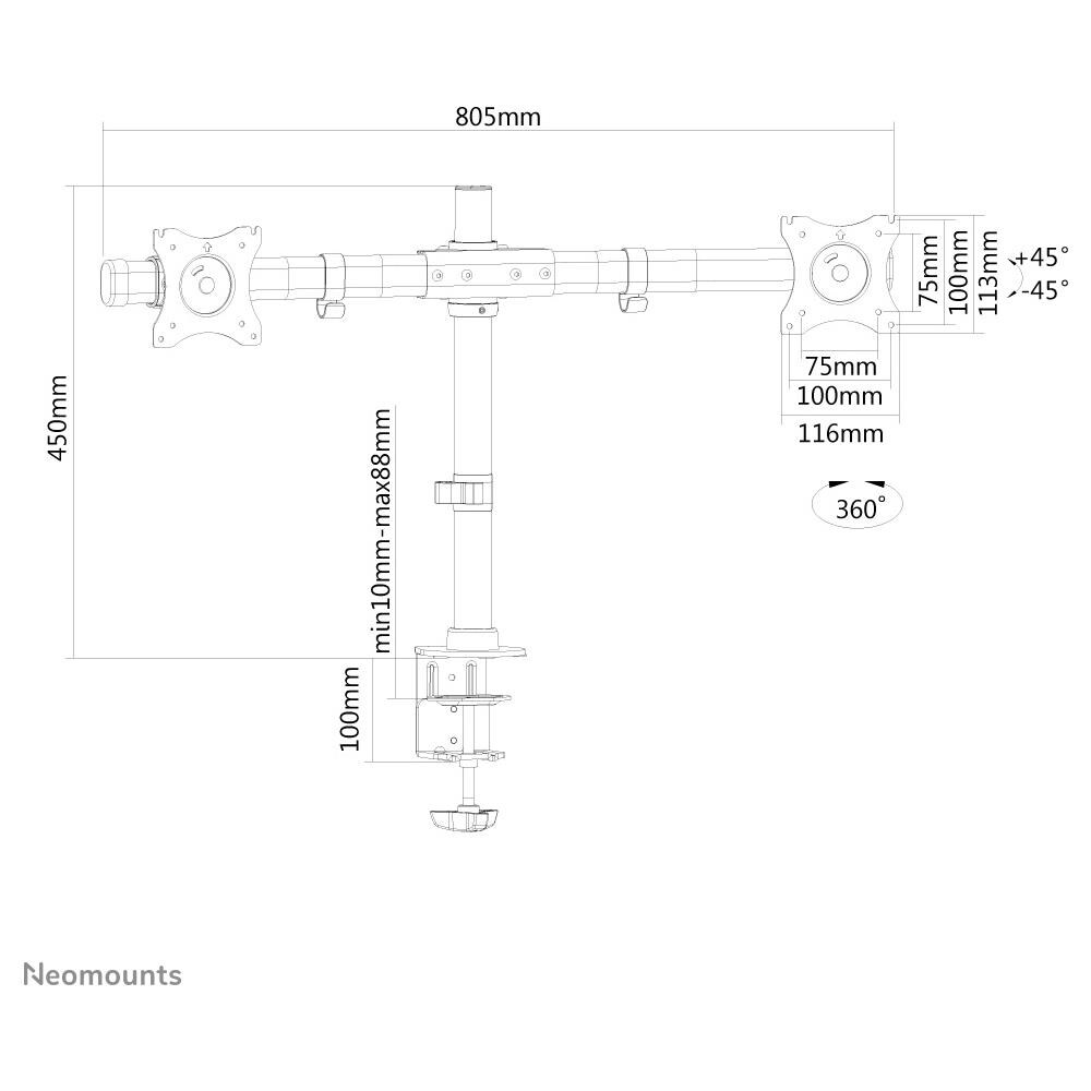 FPMA-DCB100DBLACK Supporto da Scrivania per Monitor - Foto 4