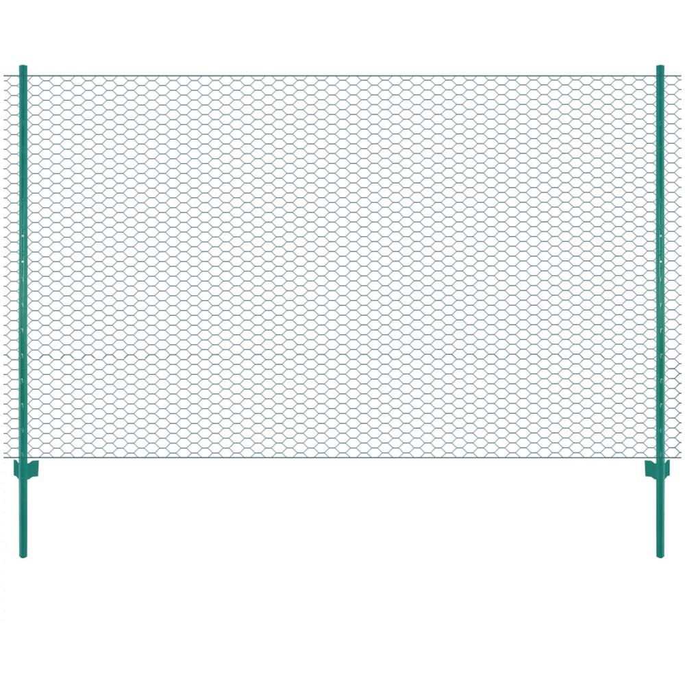 Rete Per Recinzione Con Pali In Acciaio 25x2 M Verde - Foto 1