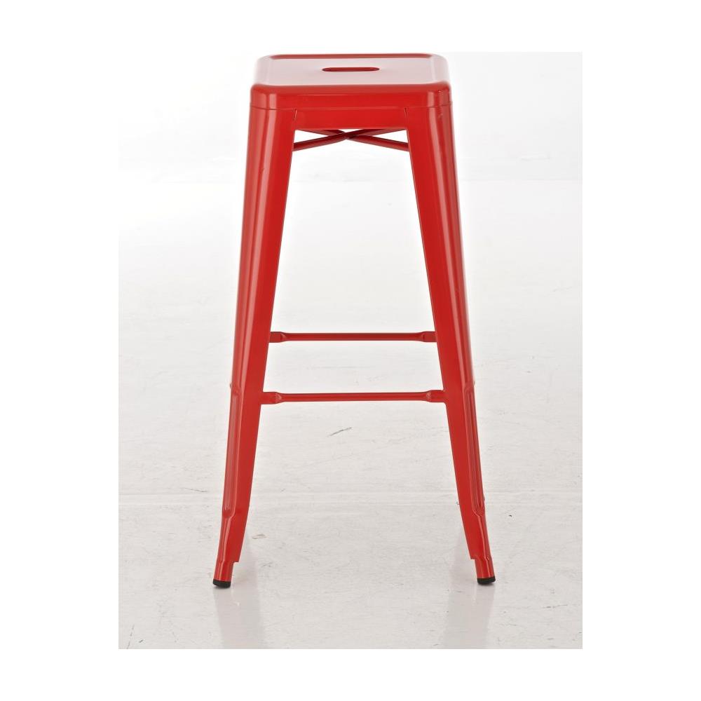 Set 2 Sgabelli Bar Joshua in Metallo I Coppia Sgabelli Industriali Scandinavian Senza Schienale Impilabili I 2 Sgabelli da Bancone H 77 cm Rosso - Foto 1
