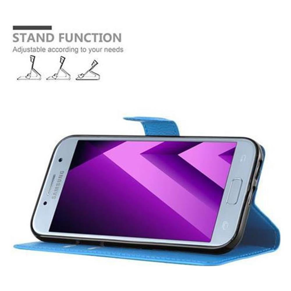 Custodia Compatibile Con Samsung Galaxy A3 2017 In Pastello Blu - Coperchio Protettiva Con Chiusura Magnetica, Funzione Stand E Tasca Per Le Carte - Foto 5