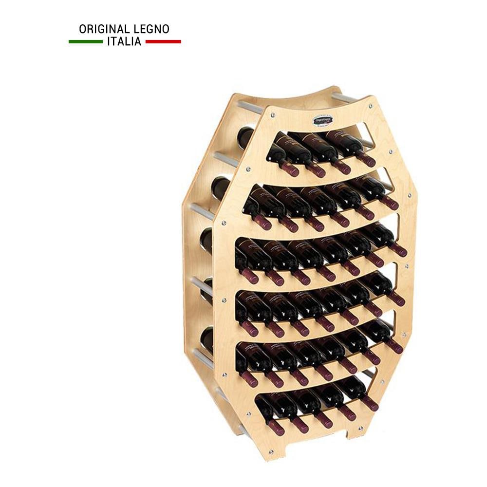 Cantinetta Portabottiglie In Legno Scaffale Mobile Per Bottiglie Vino Mod. Ottagono Acero B. 36 L75 X P25 X 120h - Foto 1