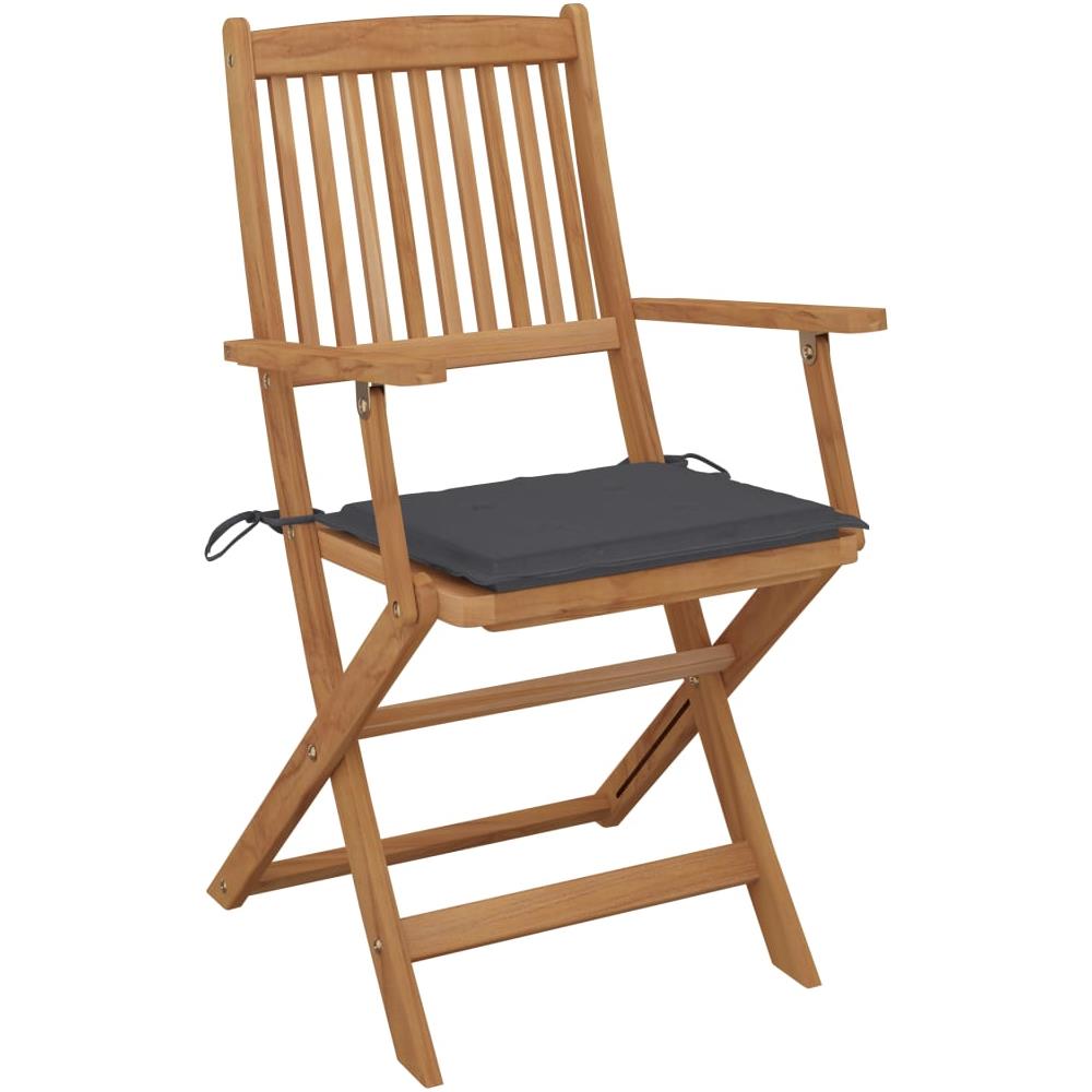 Sedie da Giardino Pieghevoli 2 pz con Cuscini Massello Acacia - Foto 3