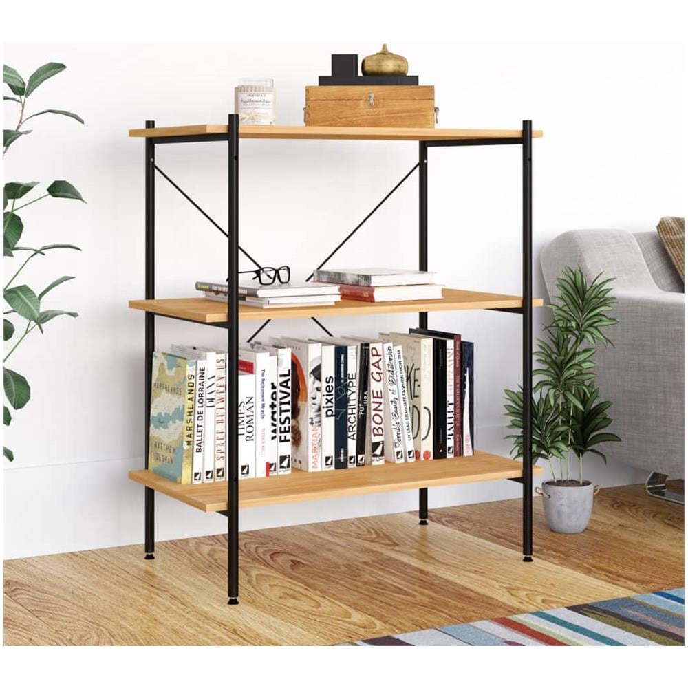 Scaffale con 3 Mensole Nero e Rovere 80x40x92 cm - Foto 1