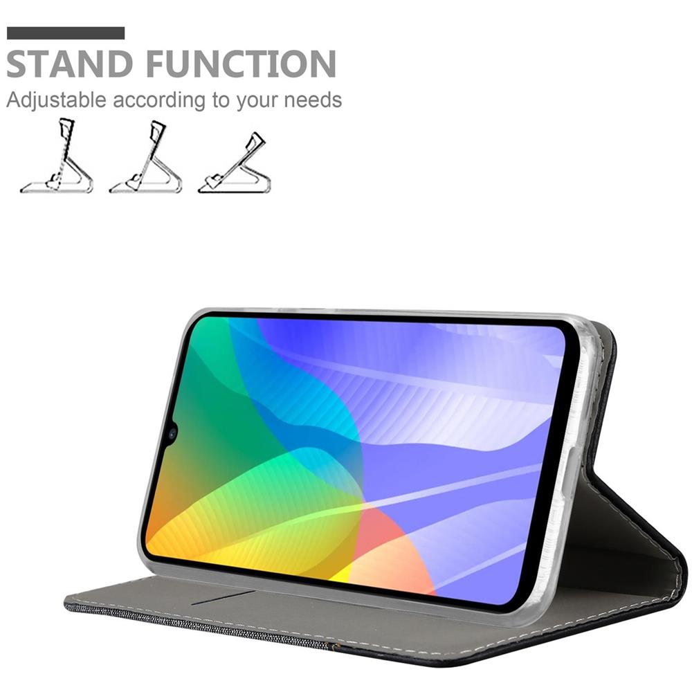 Custodia Compatibile Con Huawei Y6p In Grigio Nero - Coperchio Protettiva Con Chiusura Magnetica, Funzione Stand E Tasca Per Le Carte - Foto 2