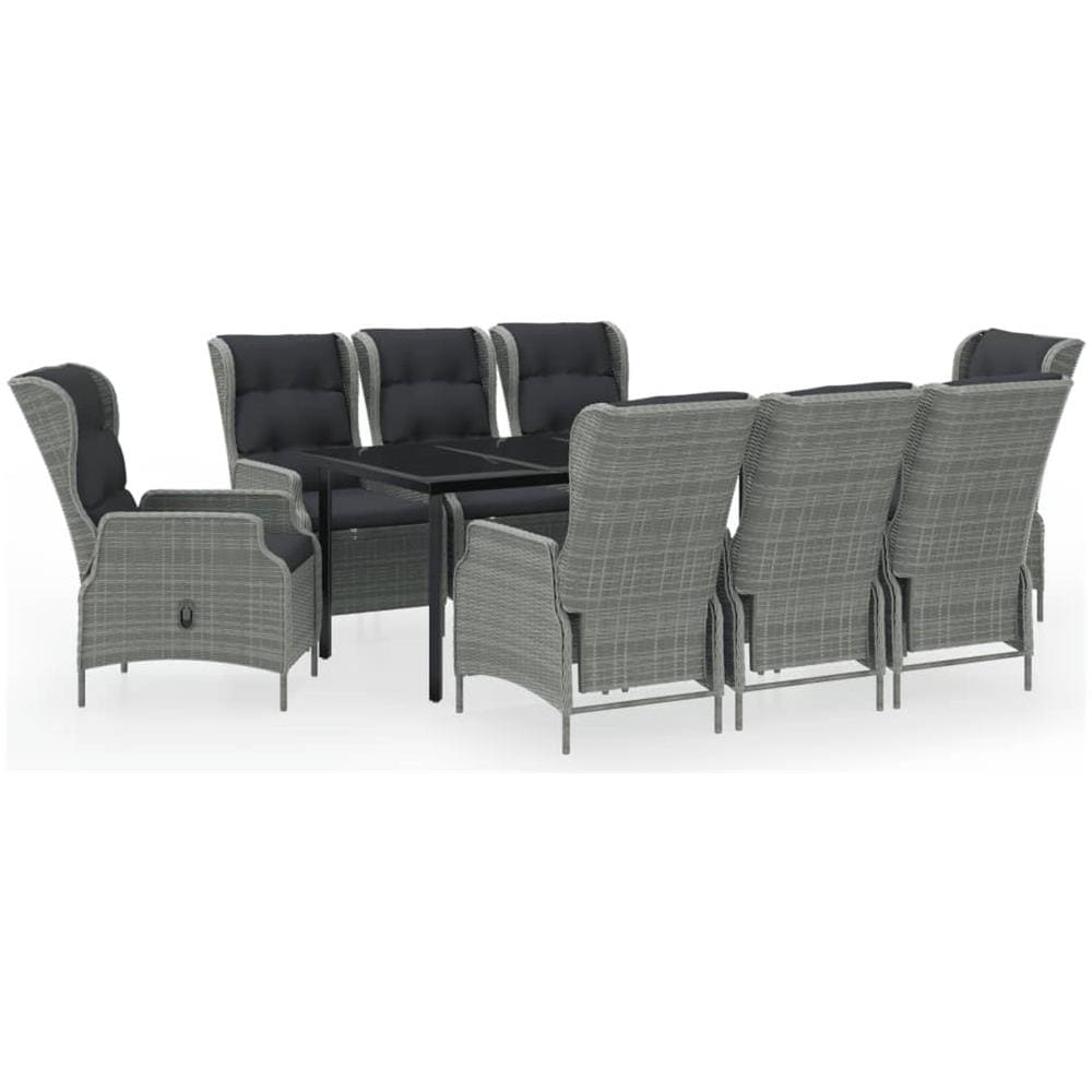 Set Mobili Da Pranzo Per Giardino 9 Pz Grigio Chiaro - Foto 1