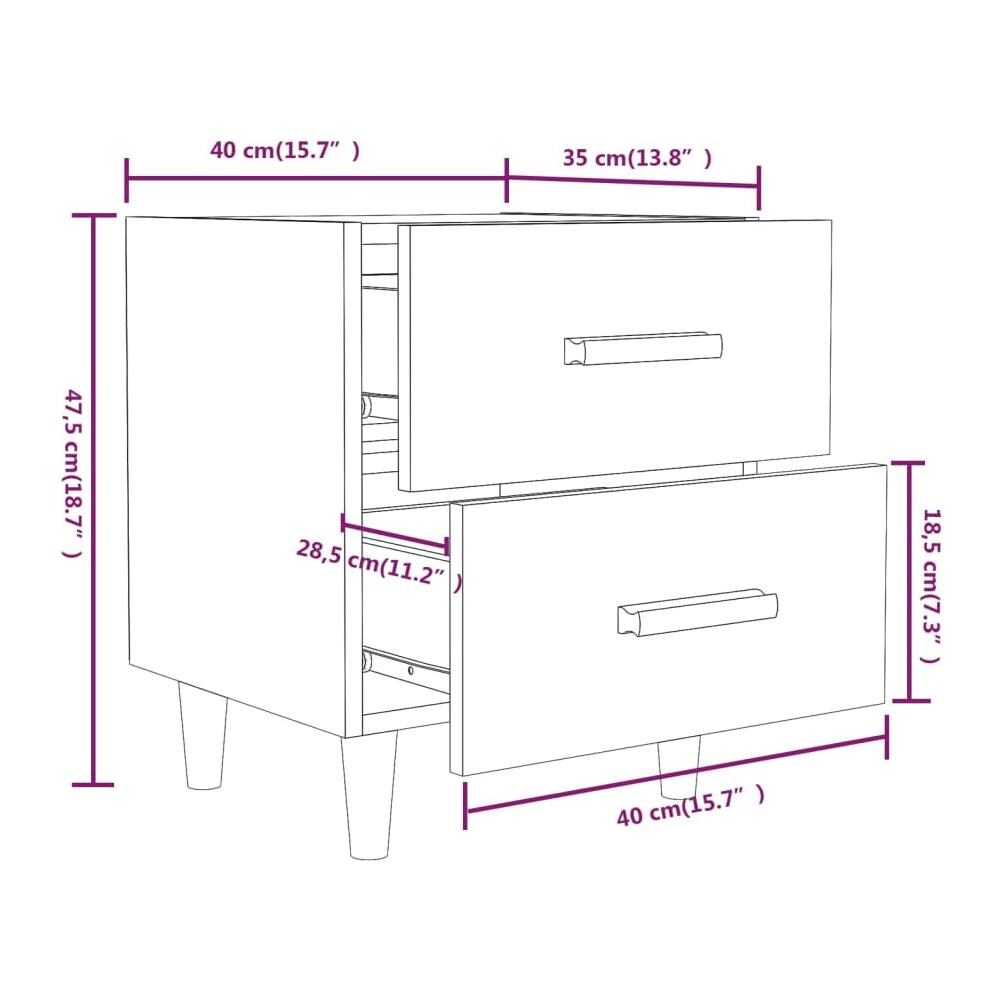 Comodini 2 Pz In Rovere Marrone 40x35x47,5 Cm - Foto 6