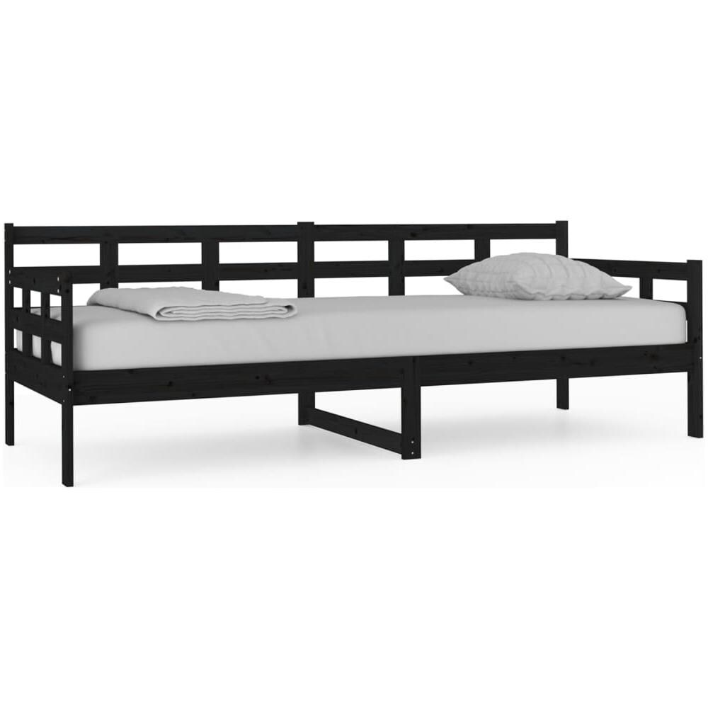 Dormeuse Nera In Legno Massello Di Pino 80x200 Cm - Foto 2