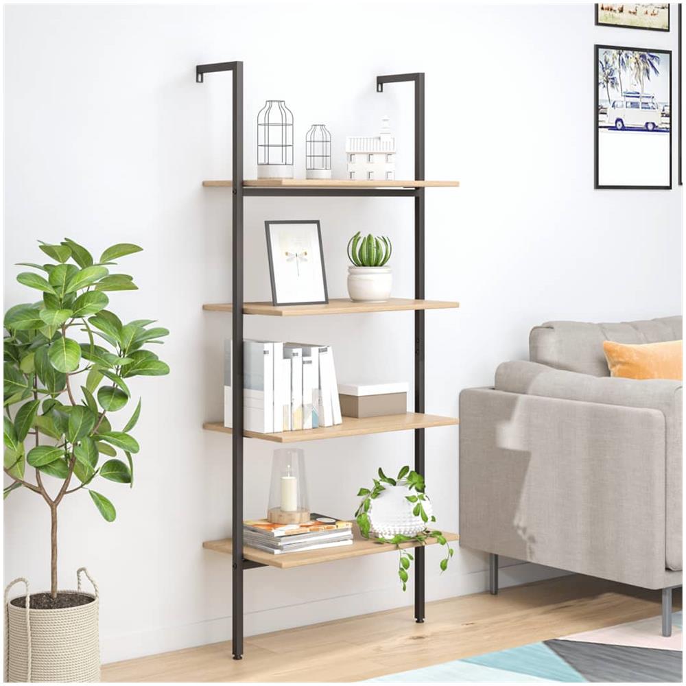 Scaffale Pendente 4 Livelli Marrone Chiaro E Nero 64x35x152,5cm - Foto 1