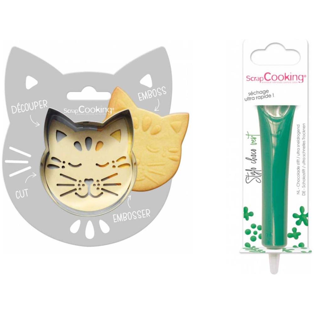 Kit Biscotti Di Soccorso Gatto + Penna Di Cioccolato Verde - Foto 1