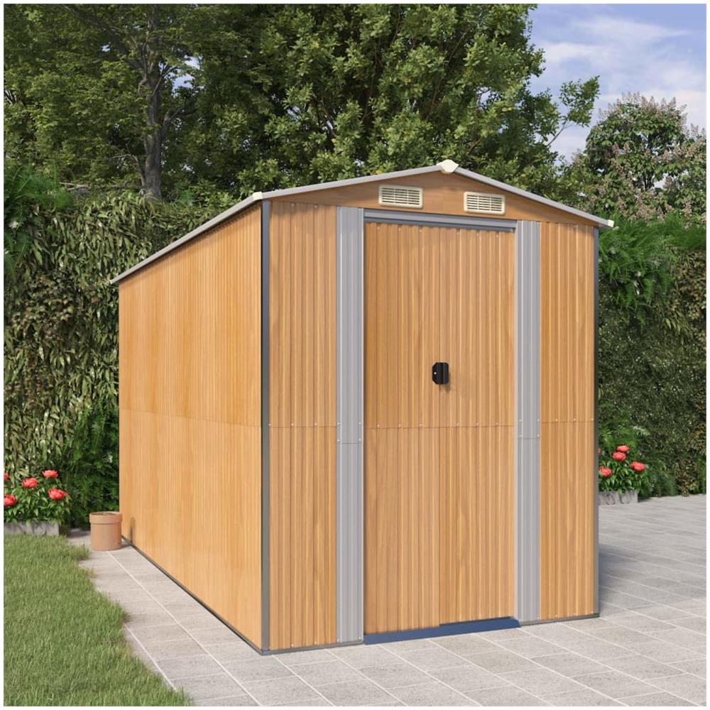 Capanno Giardino Marrone Chiaro 192x357x223cm Acciaio Zincato - Foto 1