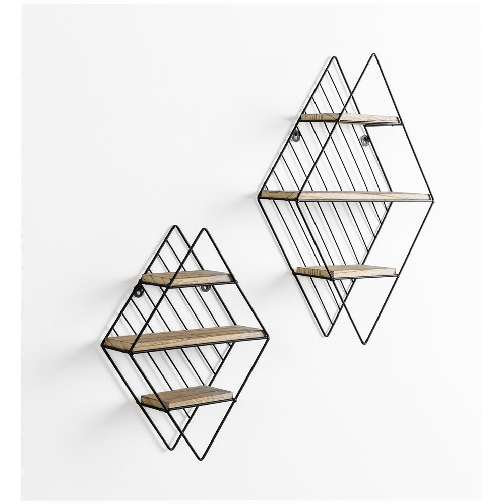 Set Di 2 Mensole Da Muro Diamante In Metallo Nero - Foto 1