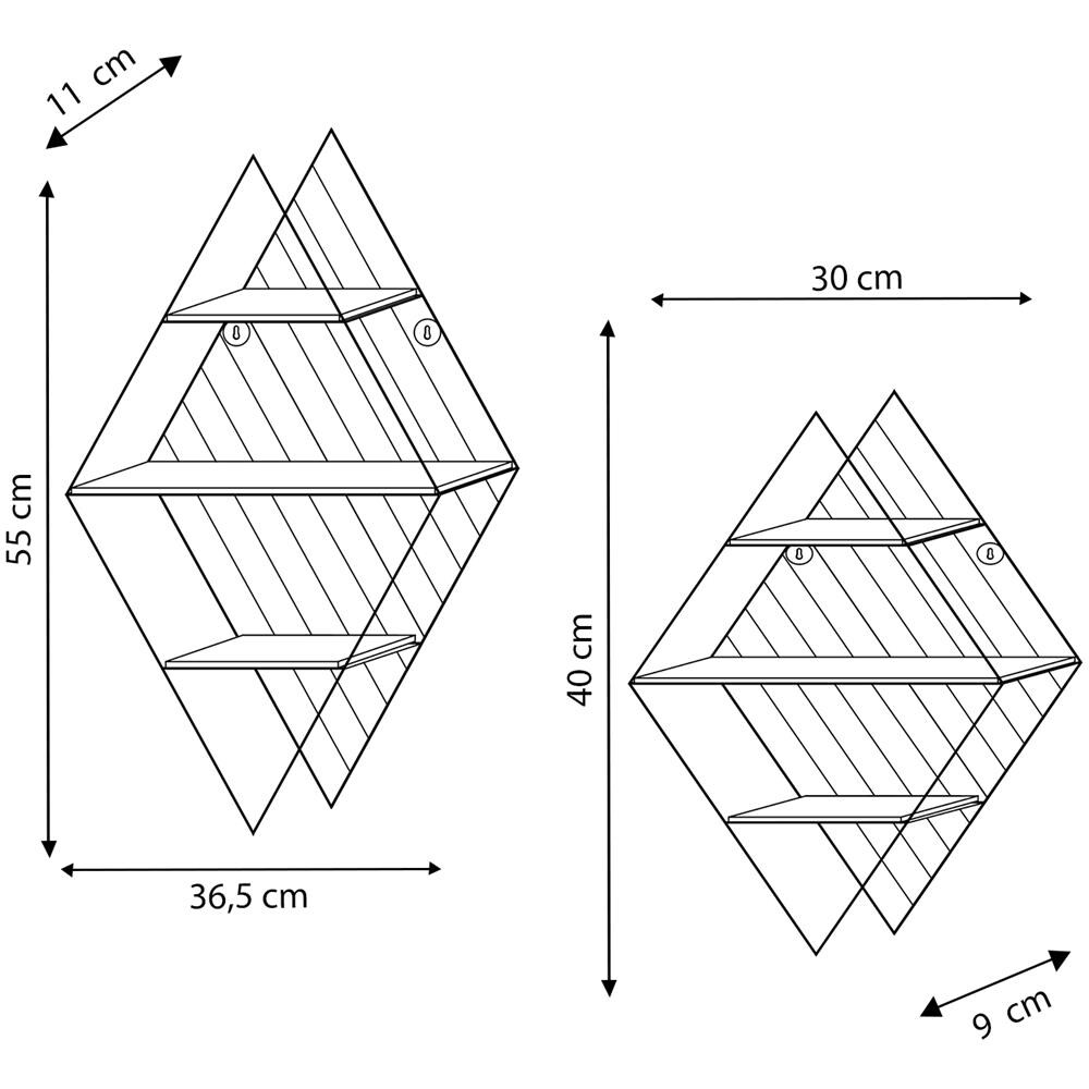 Set Di 2 Mensole Da Muro Diamante In Metallo Nero - Foto 4