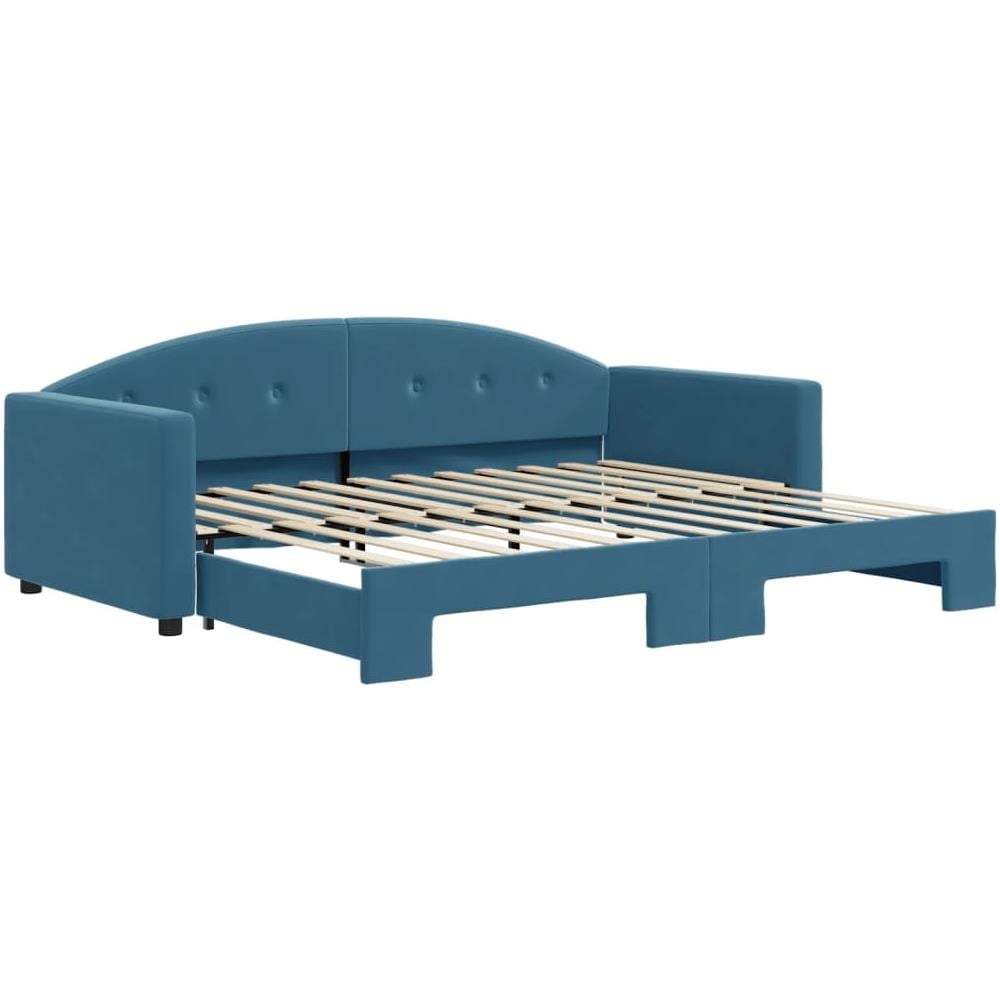 Divano Letto Con Letto Estraibile Blu 90x200 Cm In Velluto - Foto 2