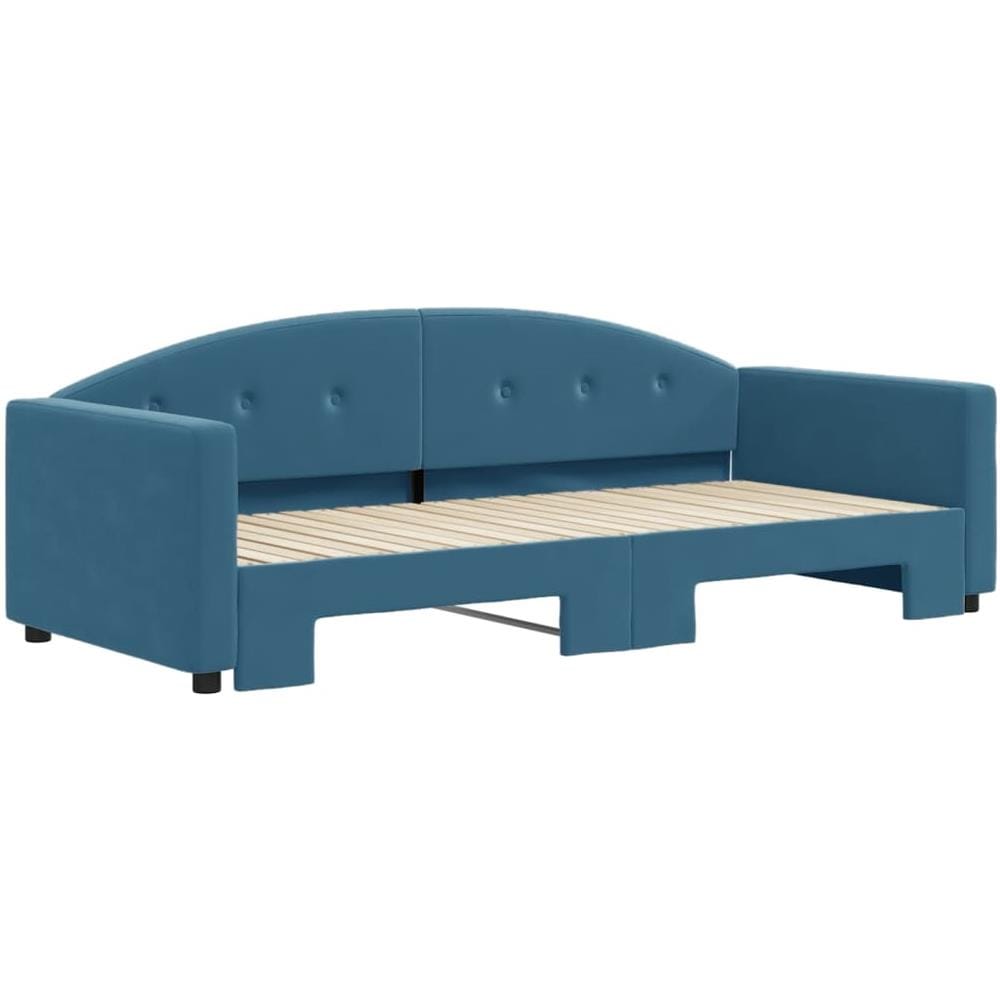 Divano Letto Con Letto Estraibile Blu 90x200 Cm In Velluto - Foto 3
