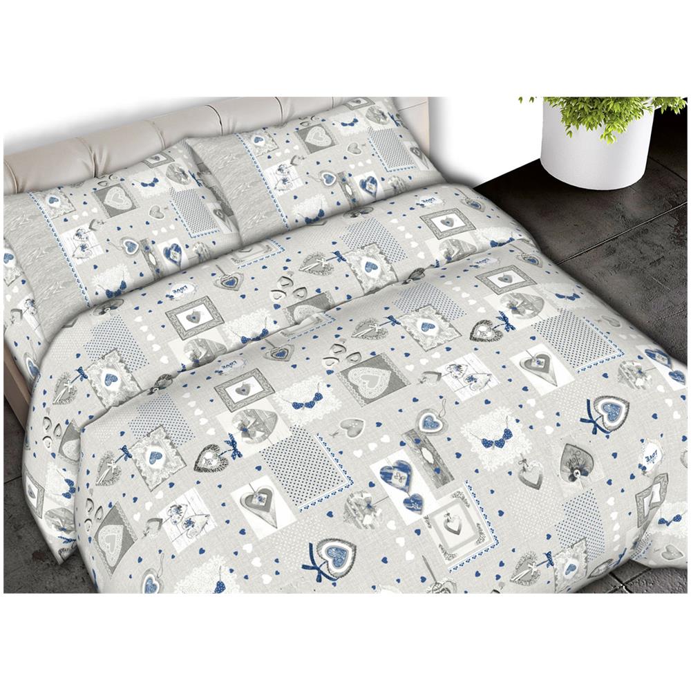 Completo Lenzuola Letto 100% Cotone Made Italy Disegni Invernali Natalizi C.n 1 Piazza Shabby Grigio - Foto 1