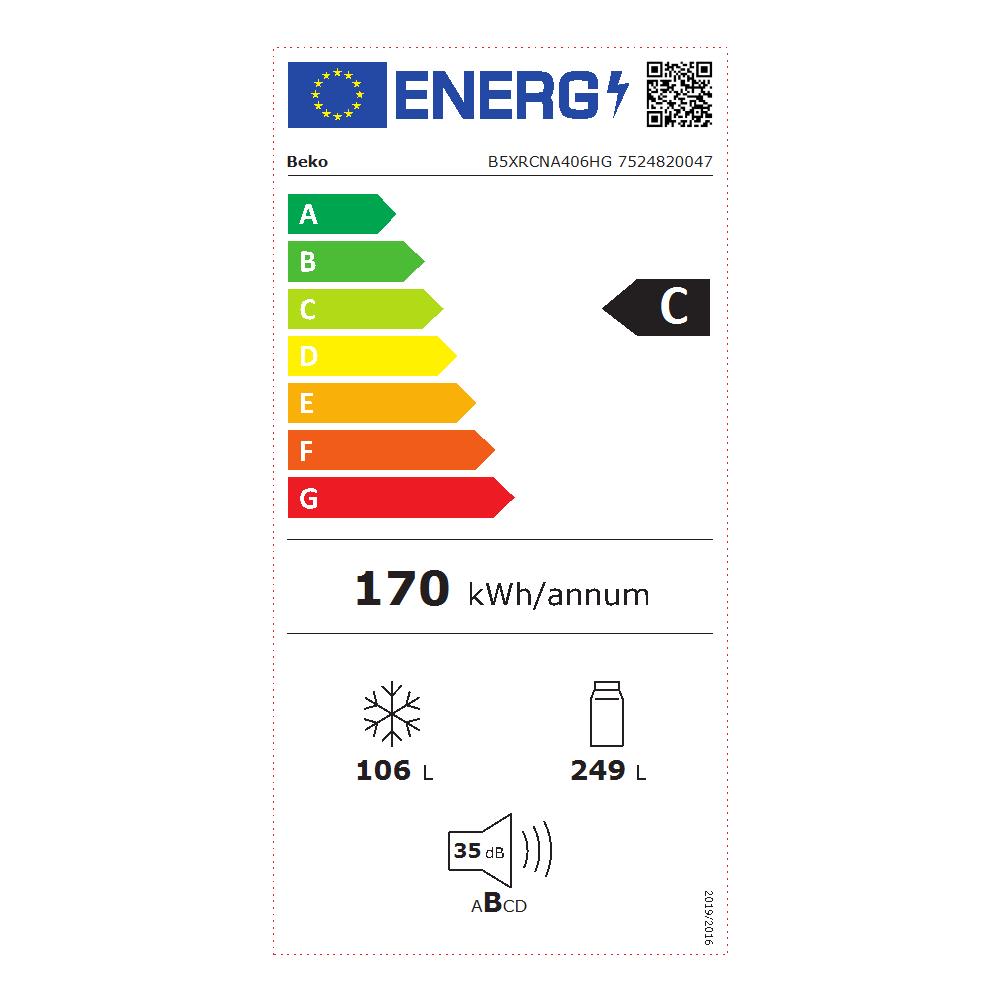 Frigorifero Combinato B5XRCNA406HG Total No Frost AeroFlow Classe C Capacità Lorda /Netta 407/355 Litri Colore Grigio - Foto 2
